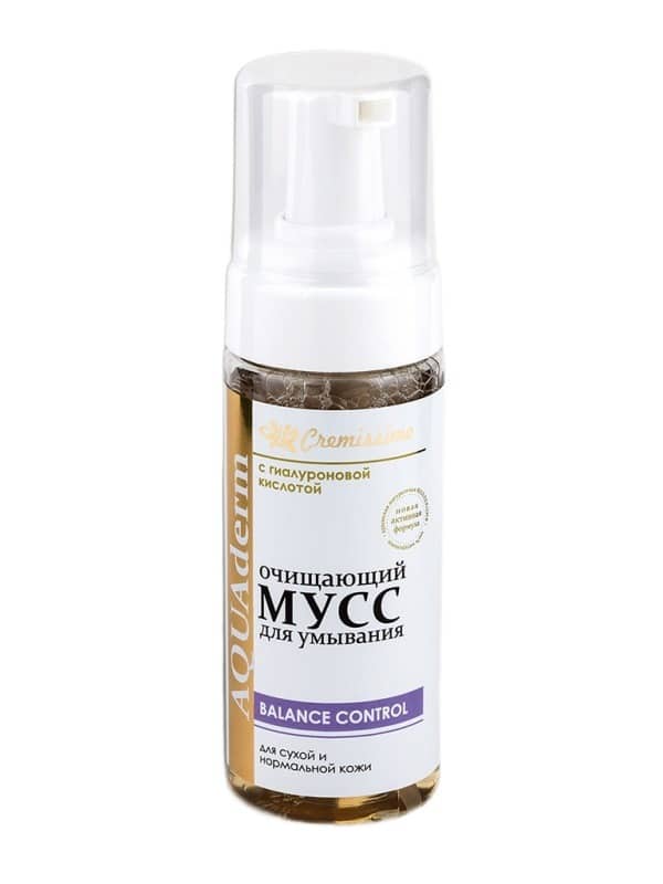 Очищающий мусс для умывания с гиалуроновой кислотой «Cremissimo» - AQUAderm • Для сухой и нормальной кожи